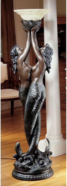 Entwined Mermaids Sculptural Floor Lamp